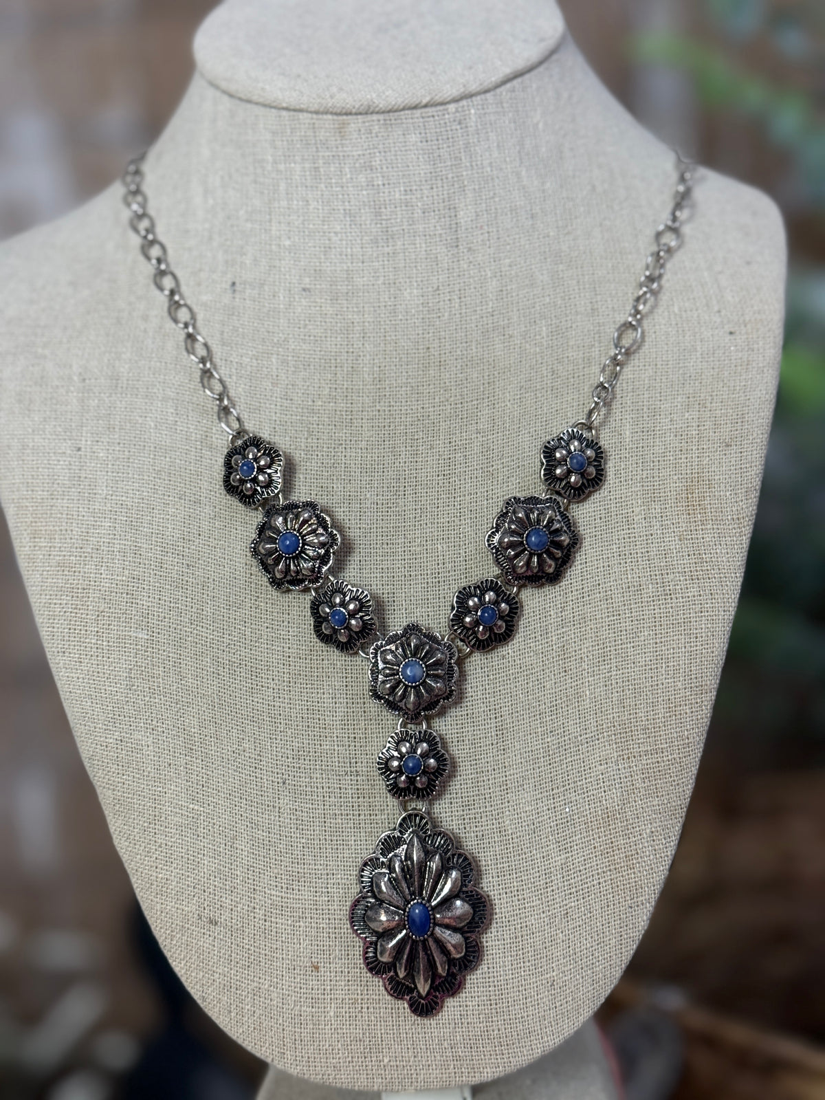 Concho Necklace with Purple Stone