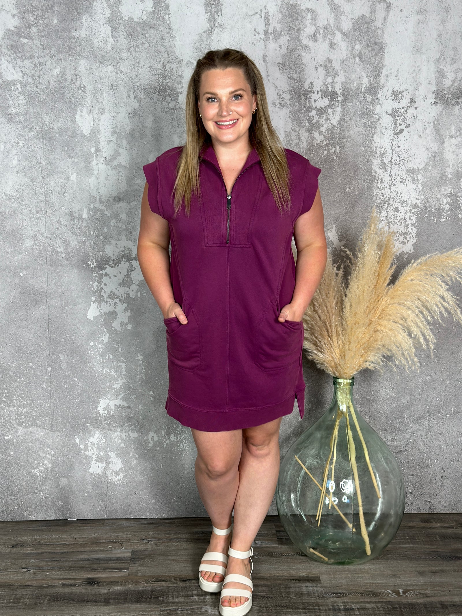 The Mineral Wash Marley Dress - Burgundy - FINAL SALE