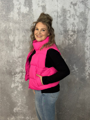 Pink Puffer Vest (Small - 3X)