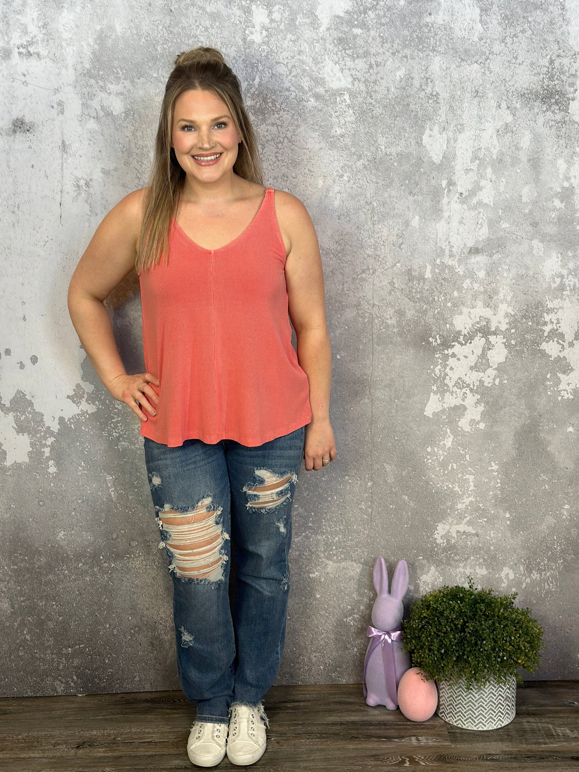 The Penny Tank - Bright Coral - FINAL SALE