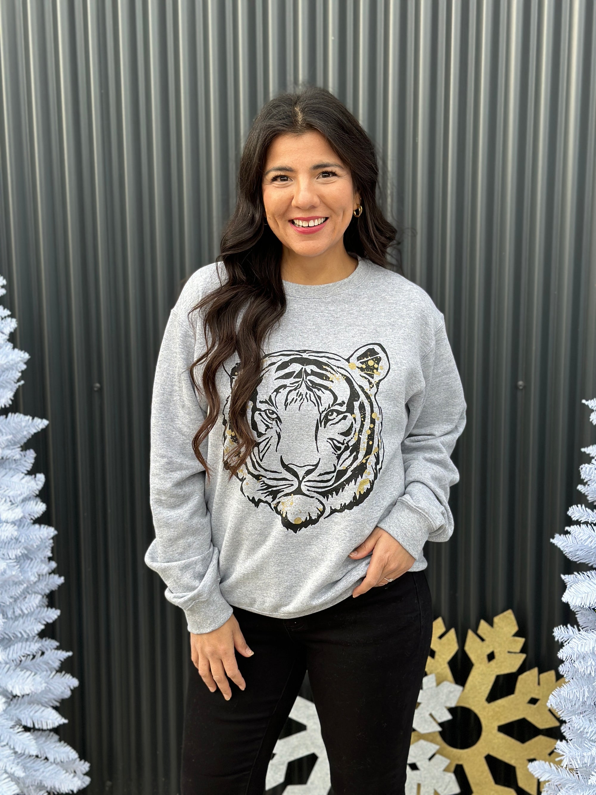 Tiger Metallic Splatter Sweatshirt (Small - 2X)