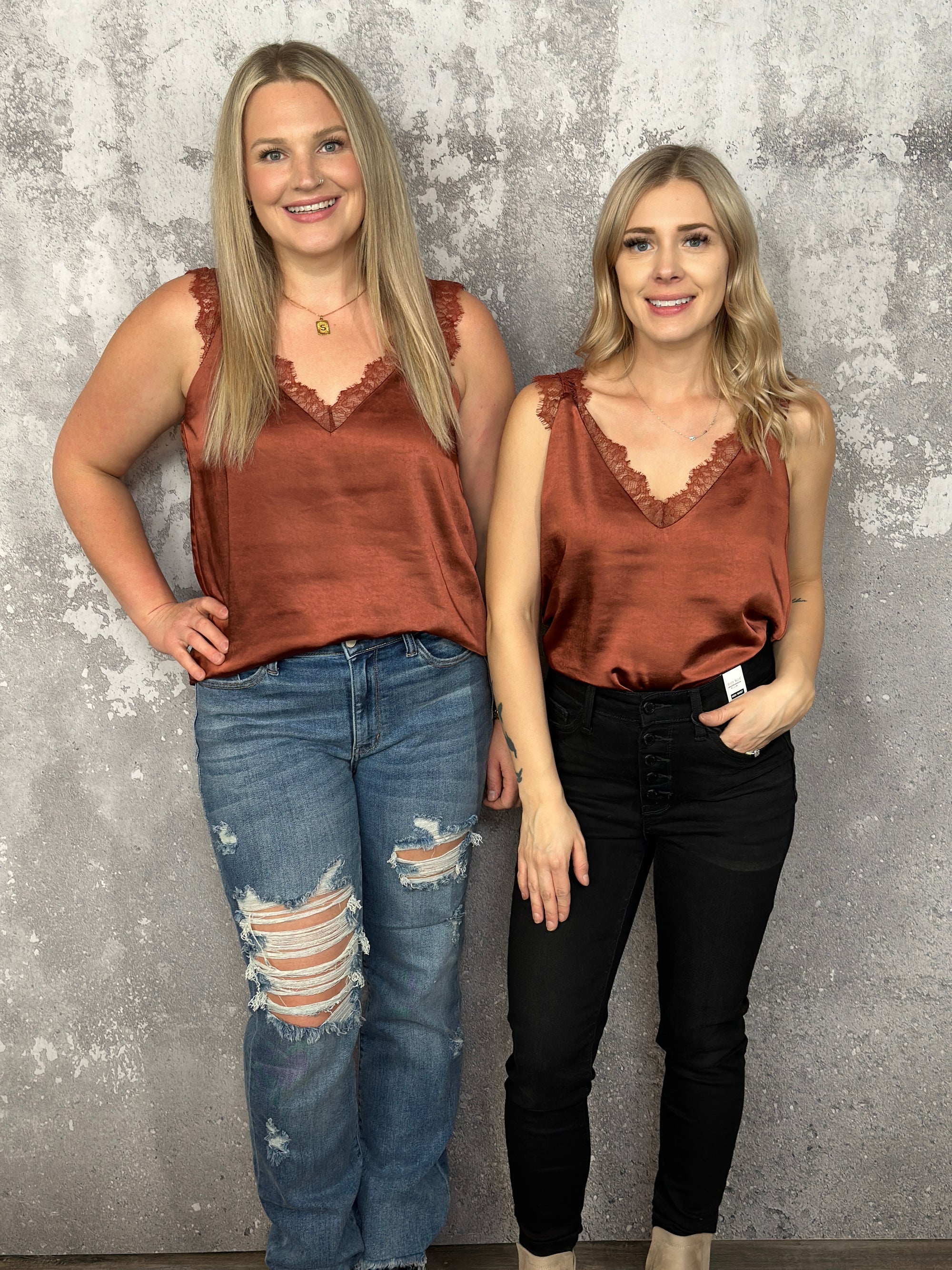 Lace Detail Cami Tank - Rust (XS - 3X)