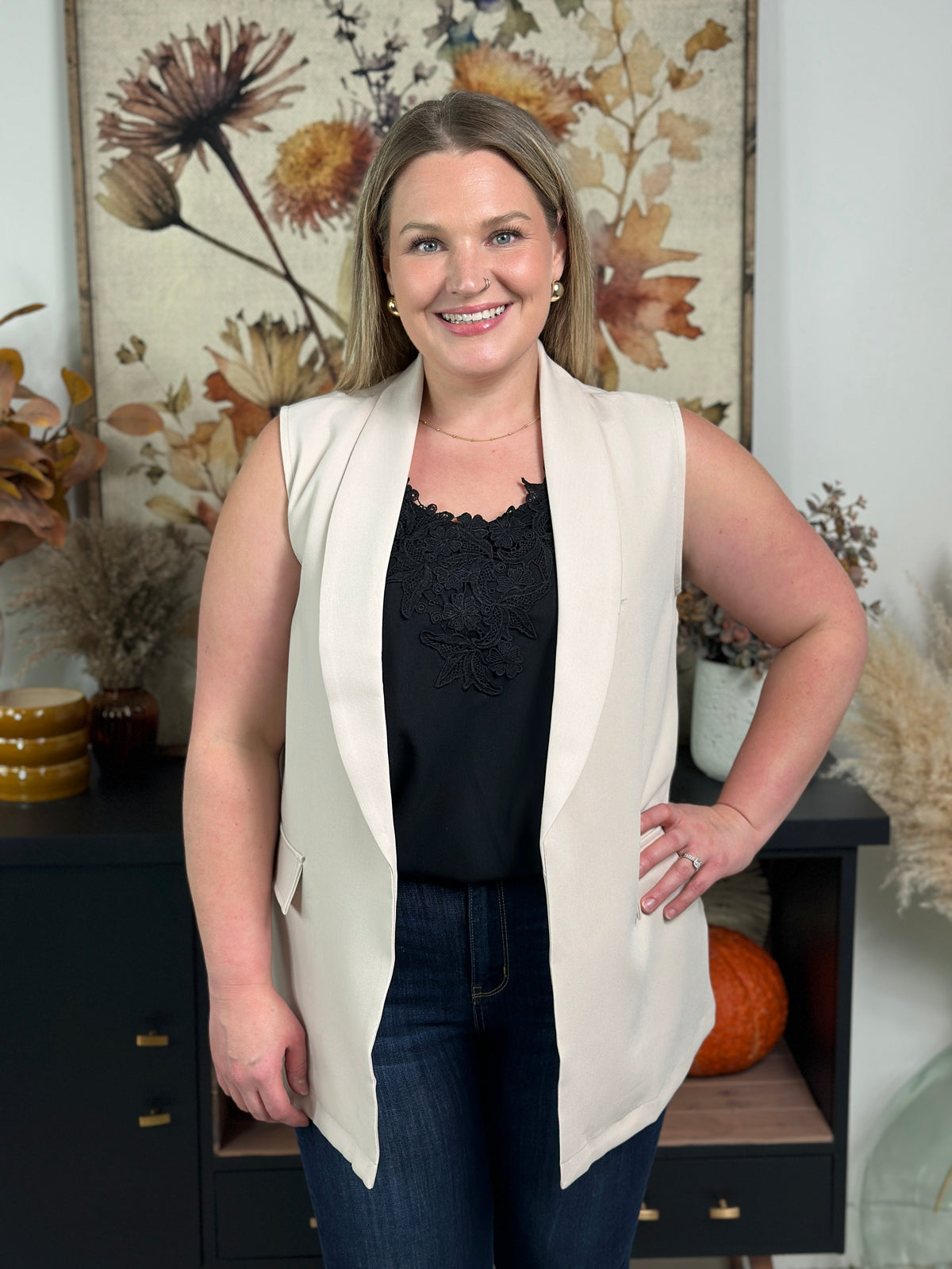 The Valerie Vest - Ivory (Small - 3X) - FINAL SALE