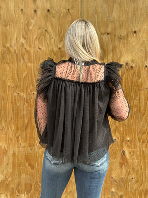 Tulled Ruffle Shoulder Blouse - FINAL SALE