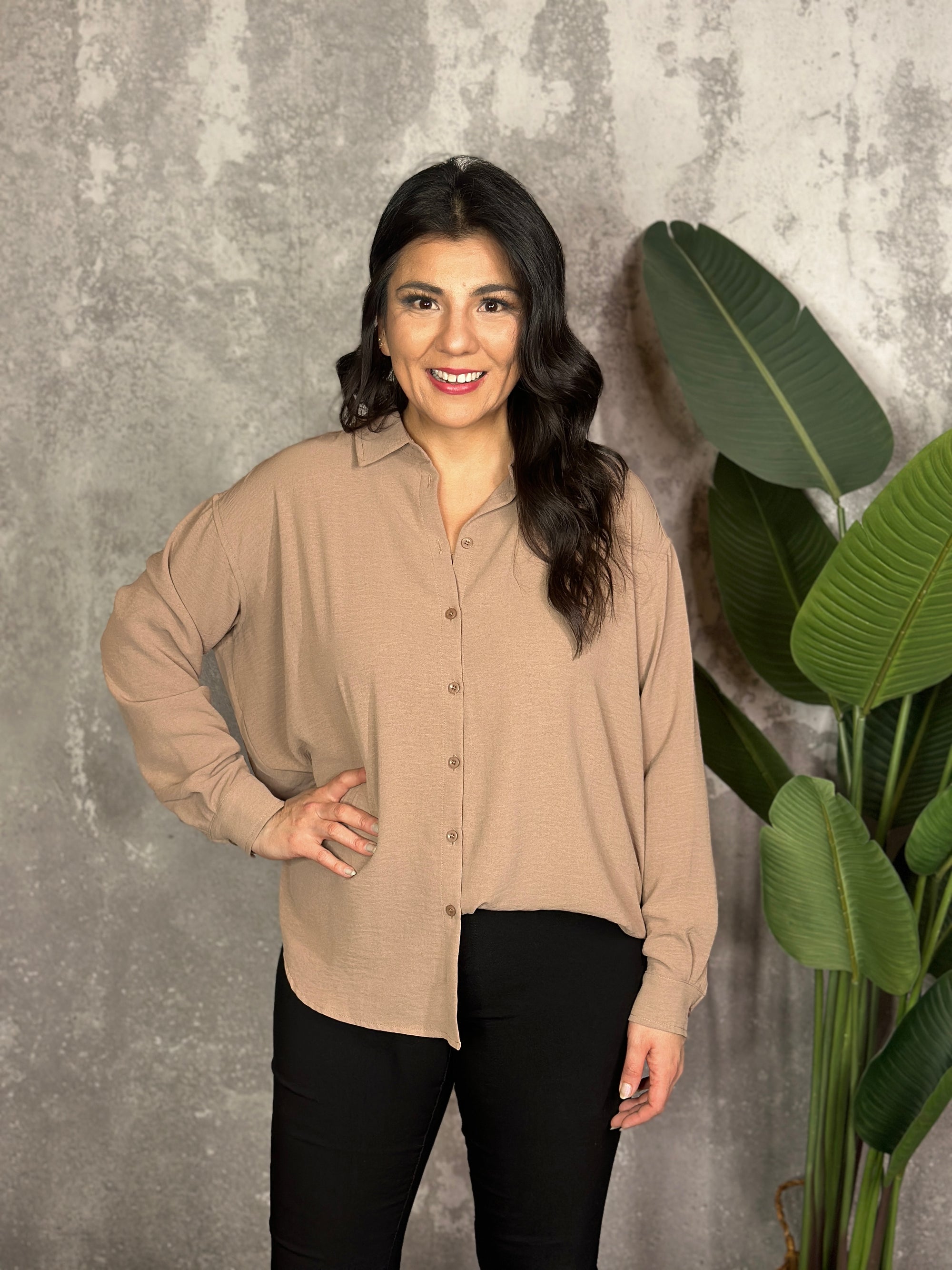 Long Sleeve Button Up Airflow - Taupe (Small - 2X)