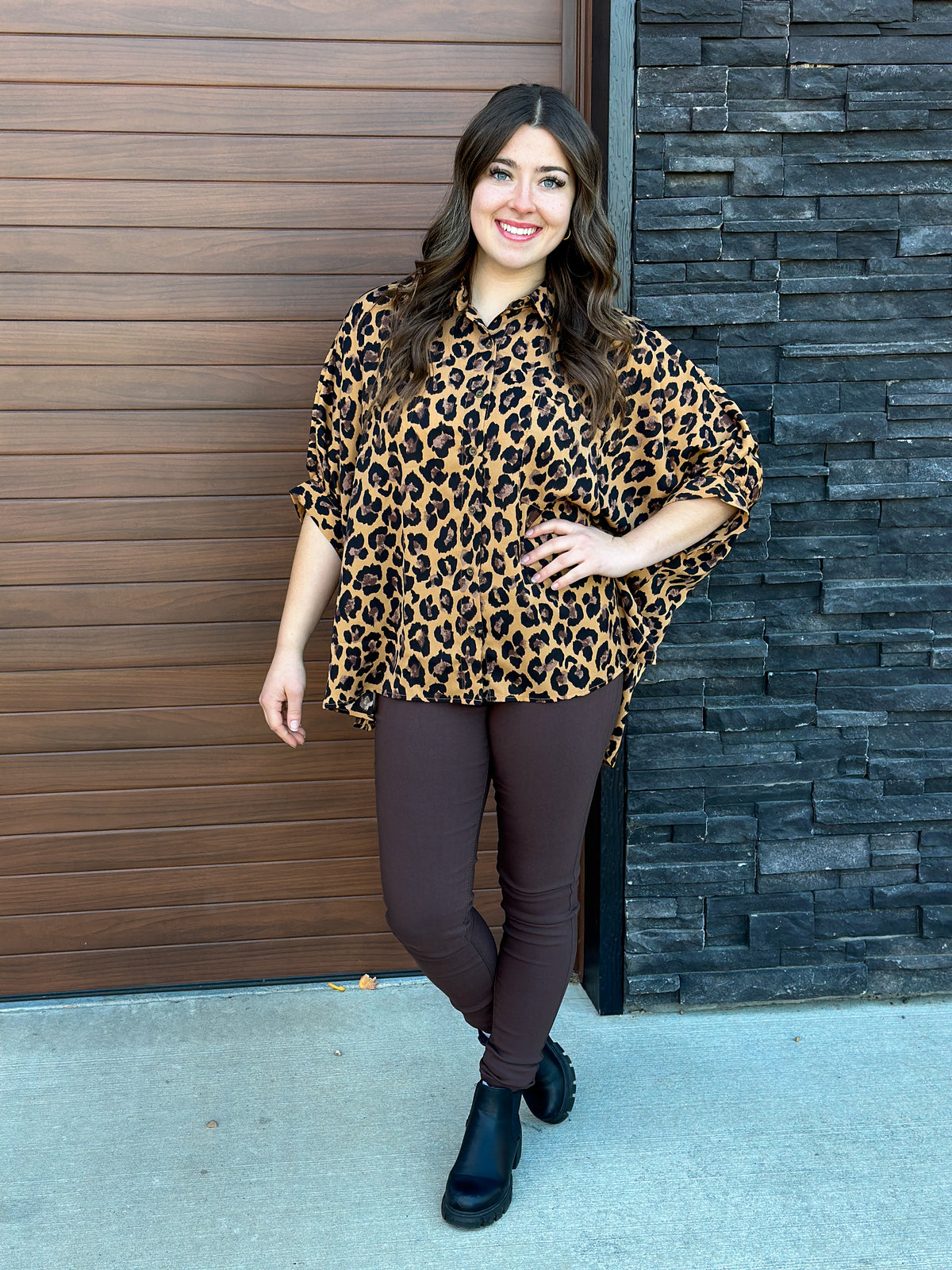 Flowy Leopard Blouse Top - FINAL SALE