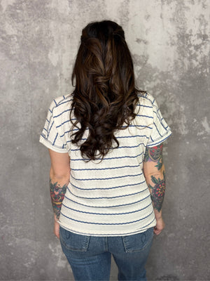 Blue Stripe Textured Tee