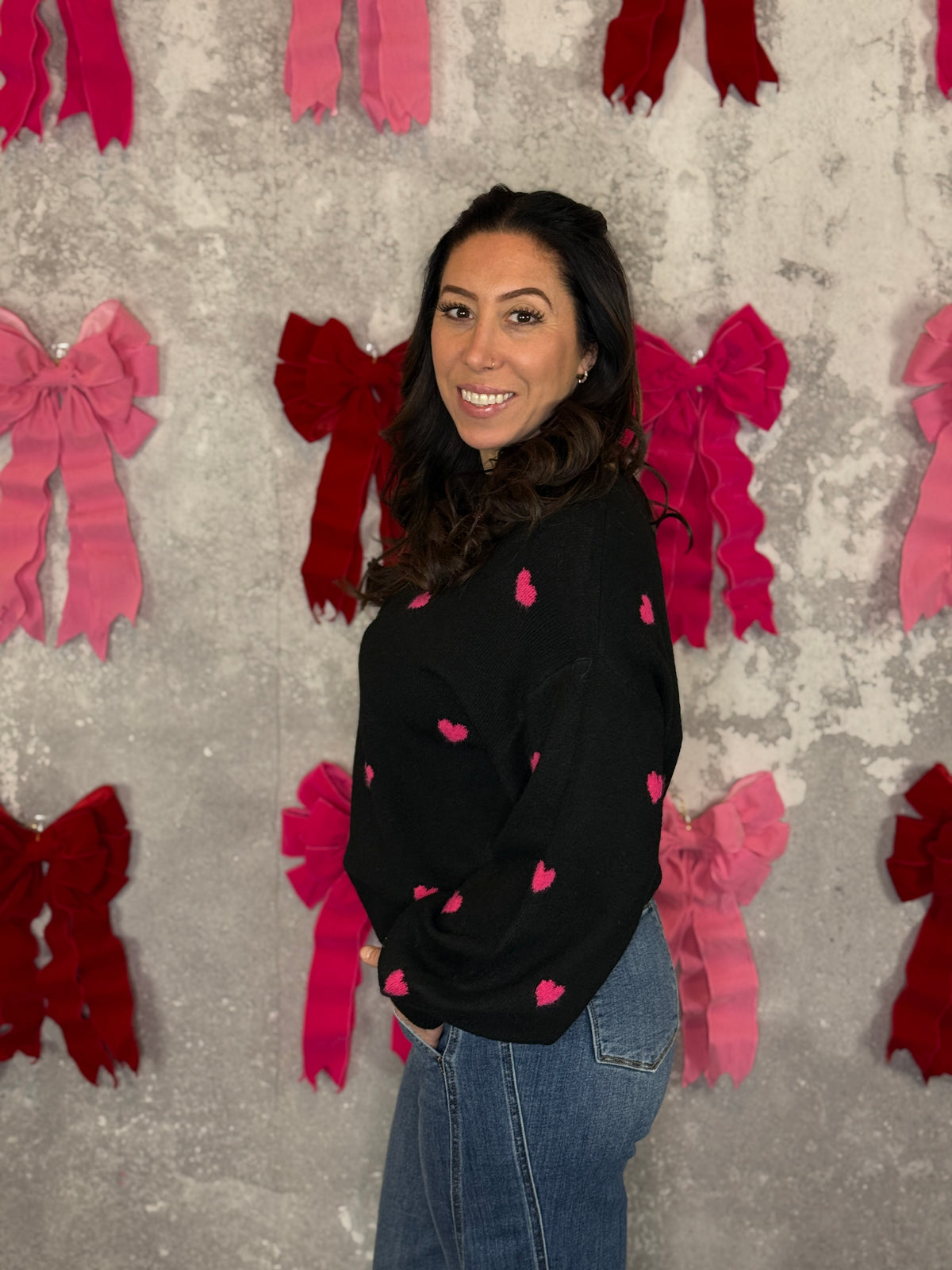 Heart Crewneck Sweater - Black