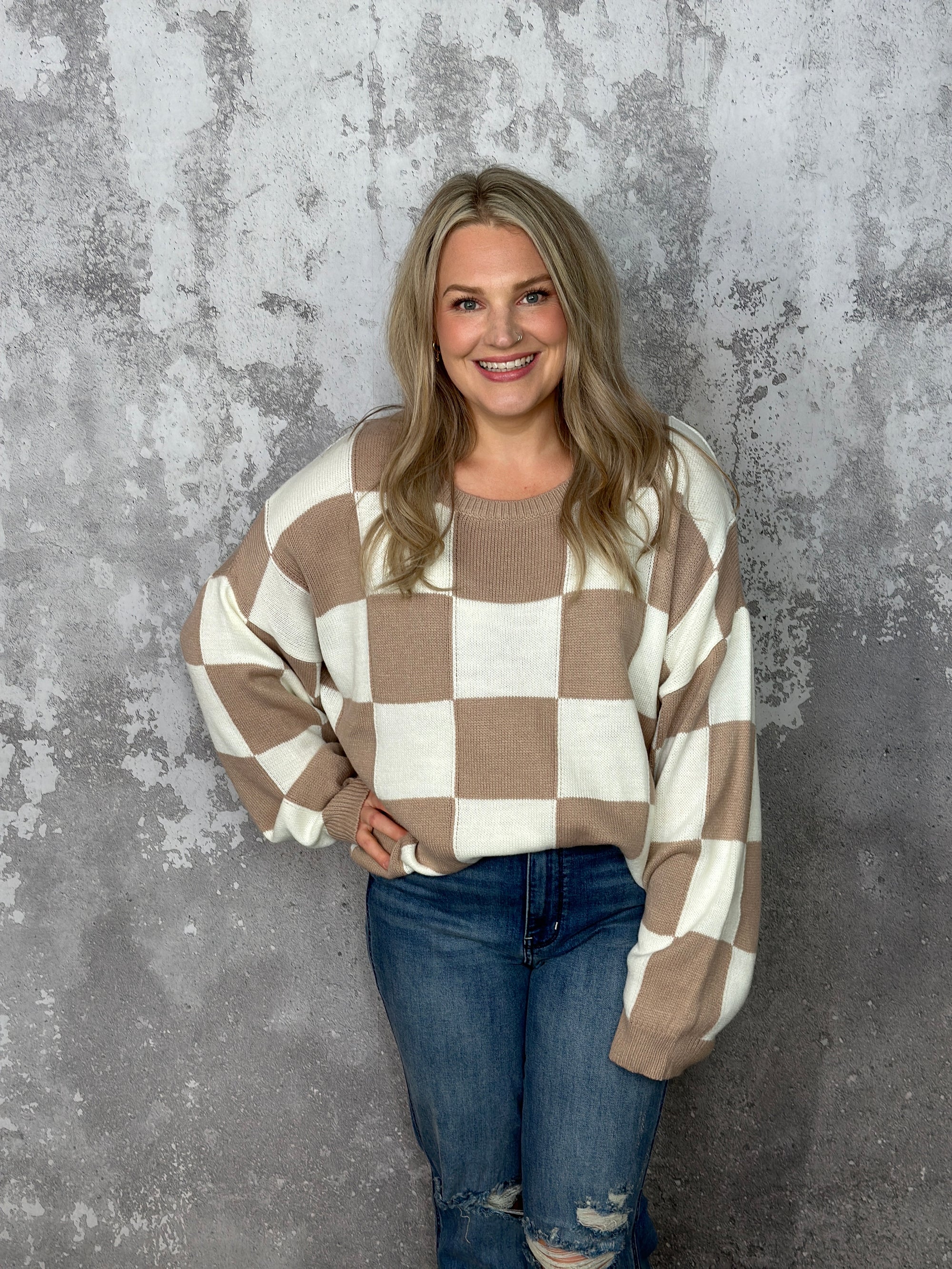 Racetrack Sweater - Tan/White (Small - 3X) LAST ONE