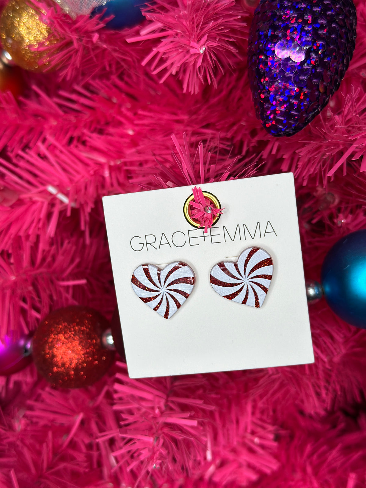 Peppermint Heart Earrings