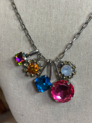 Multicolored Charm on Chain Necklace