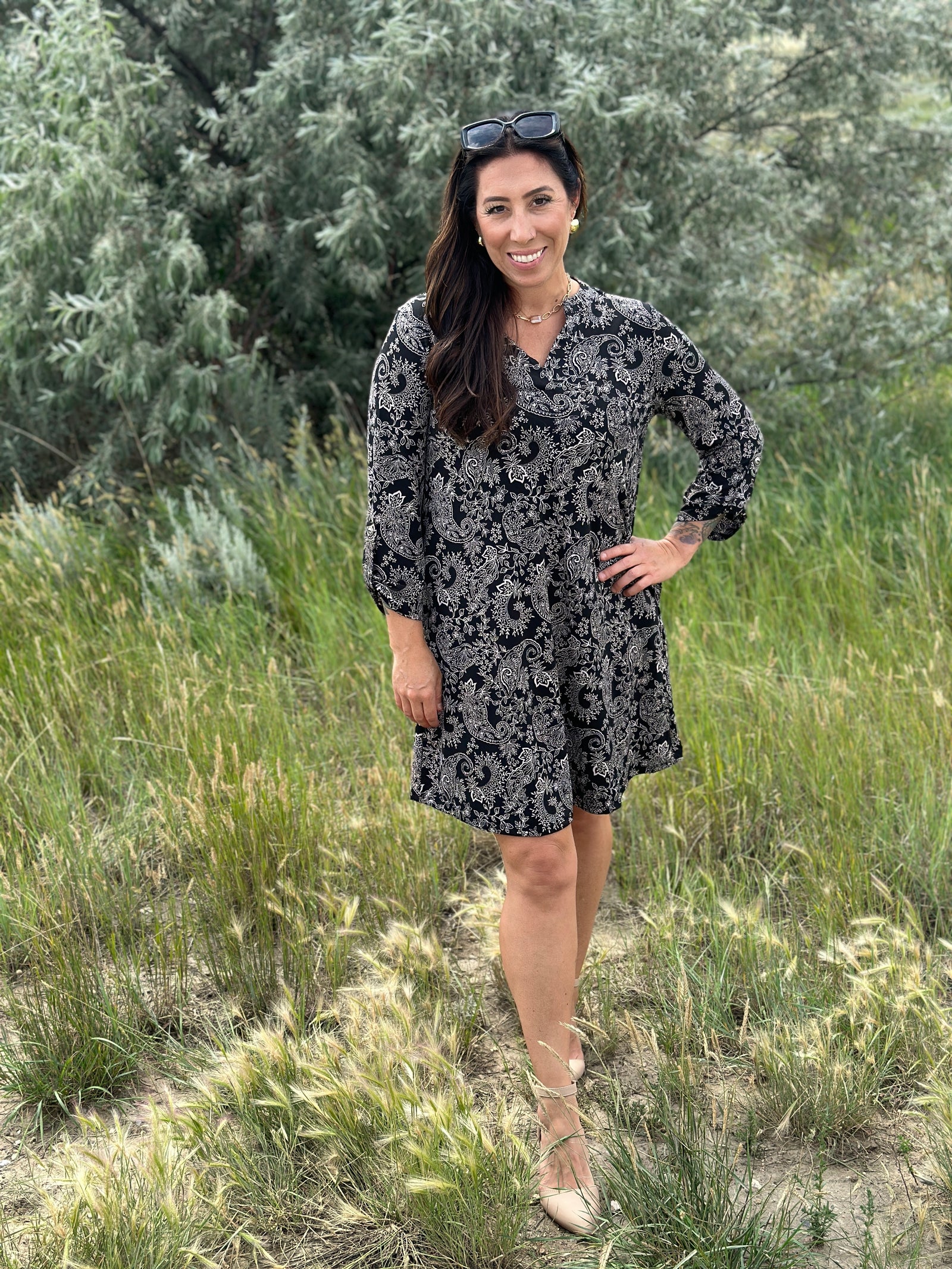 Black Paisley Gabby Dress- (Small - 3X)