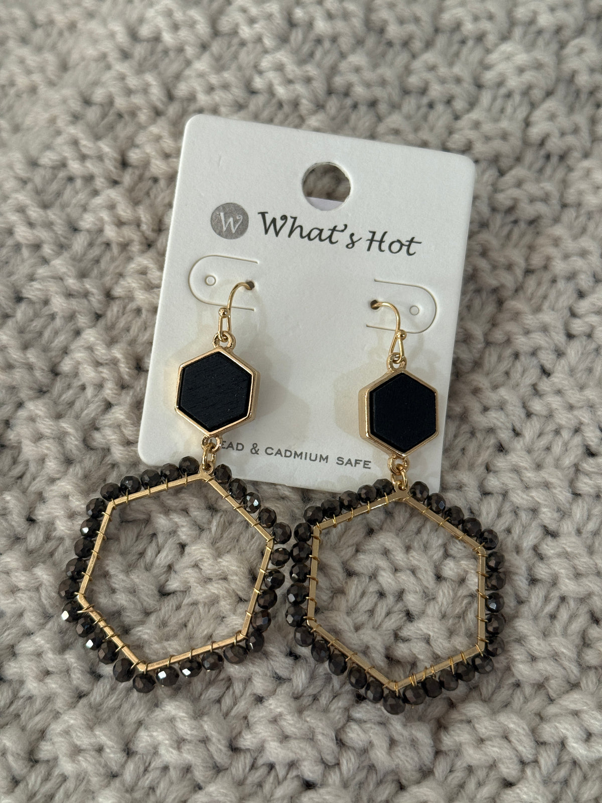 Hexagon Earring - Black