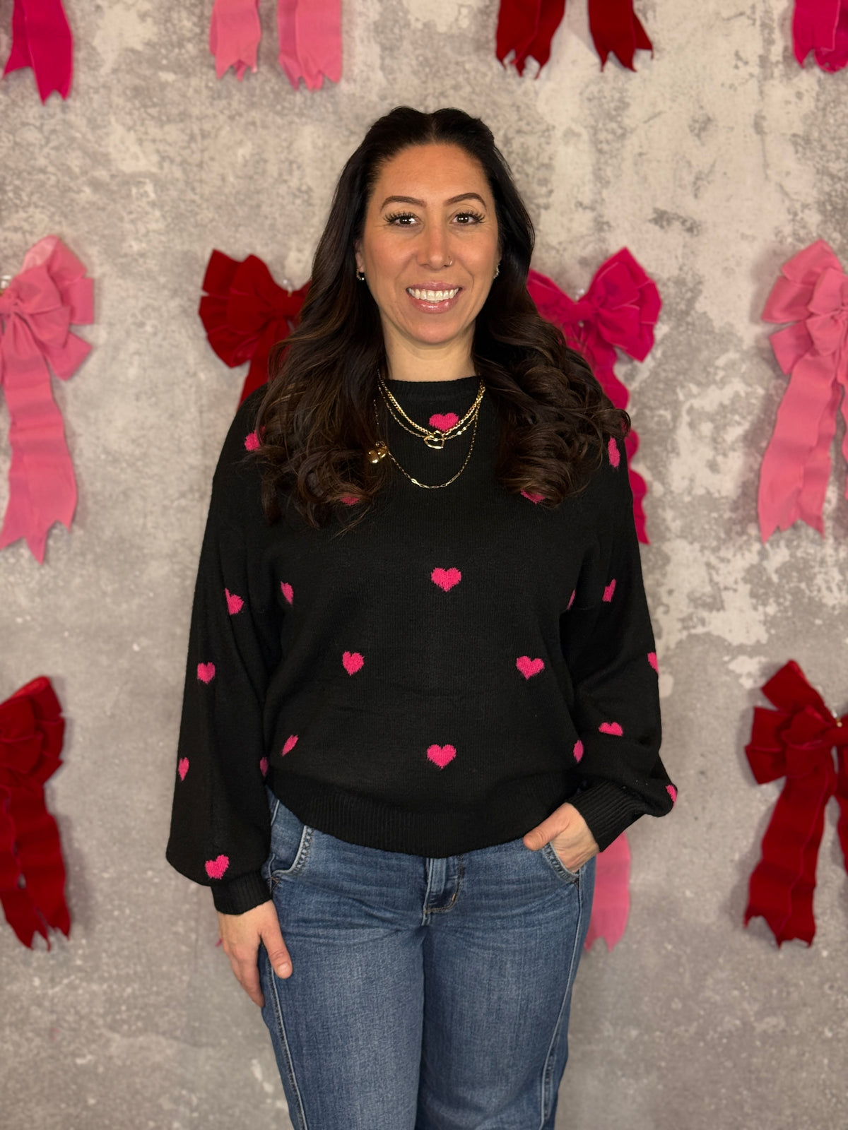 Heart Crewneck Sweater - Black