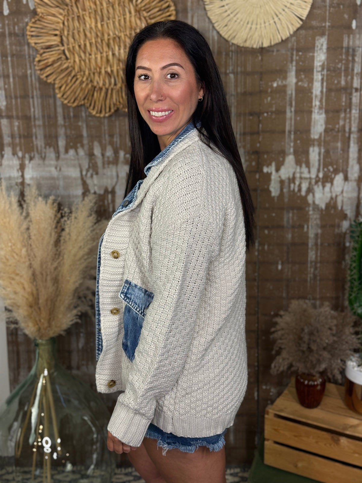 Denim Sweater Coatigan