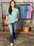 Soft Hacci Round Neck Top - Dusty Teal