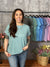 Soft Hacci Round Neck Top - Dusty Teal