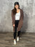 Hooded Longline Cardigan - Brown