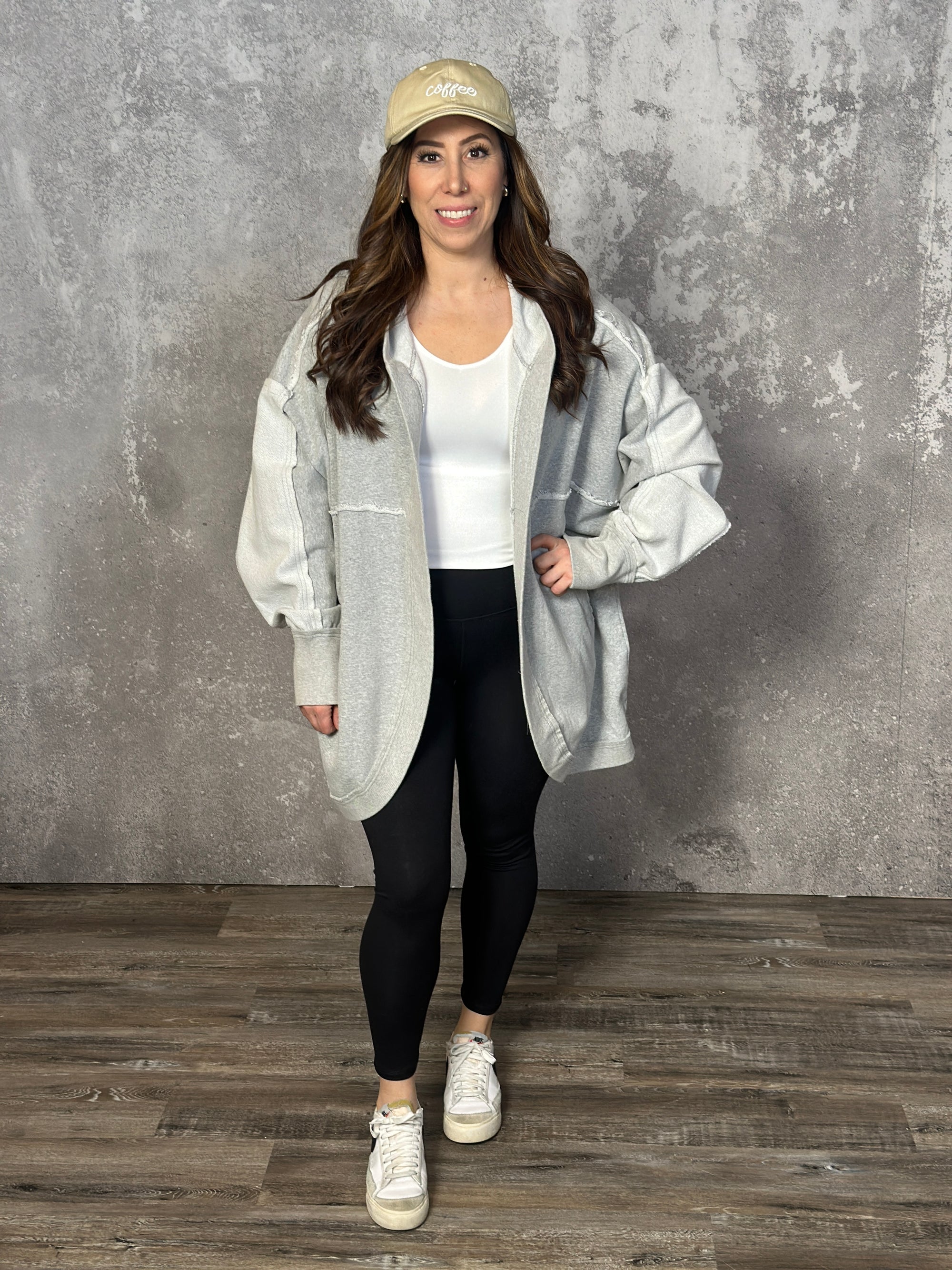 Grey Hooded Cardigan (Small - 3X)