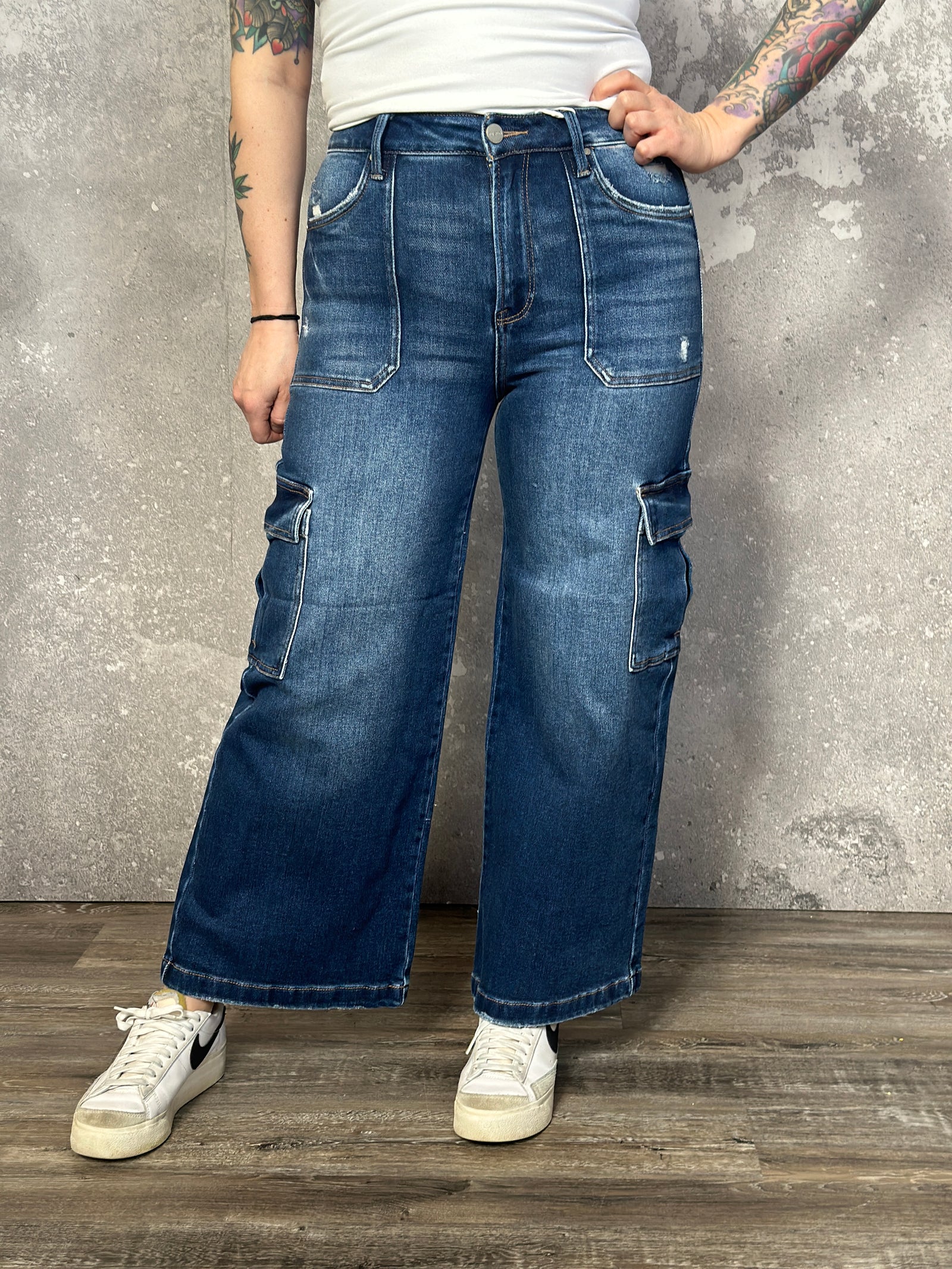 Risen Cargo Pocket Crop Jean  (Regular and Plus Size)