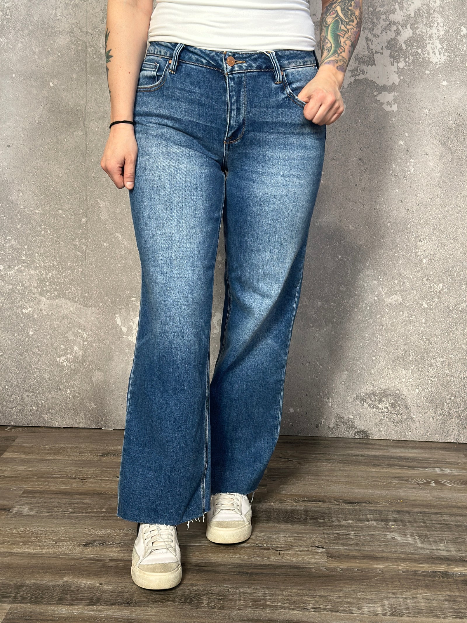 Risen Mid Rise Wide Crop Jean  (Regular and Plus Size)