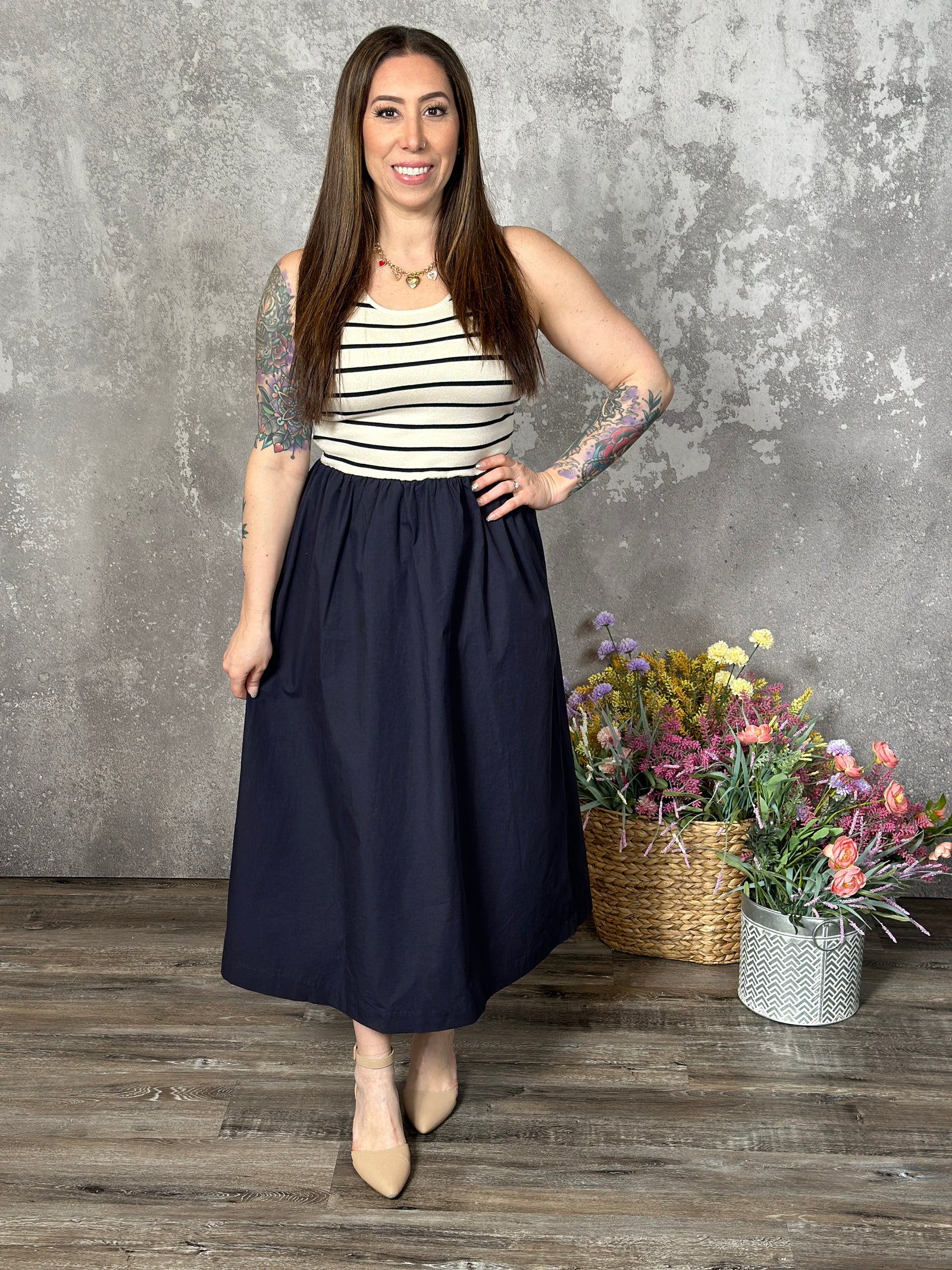 Nautical Navy Dress (Small - 3X)
