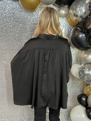 Satin Like Blouse with Gold Buttons (Small - 2X) FINAL SALE