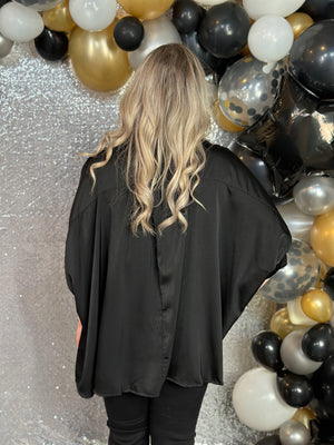 Satin Like Blouse with Gold Buttons (Small - 2X) FINAL SALE