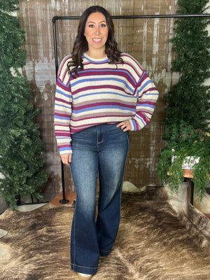 Purple Magenta Stripe Sweater