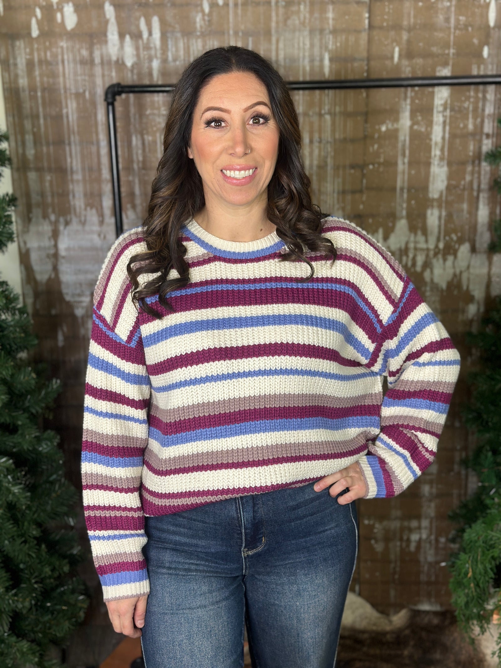 Purple Magenta Stripe Sweater
