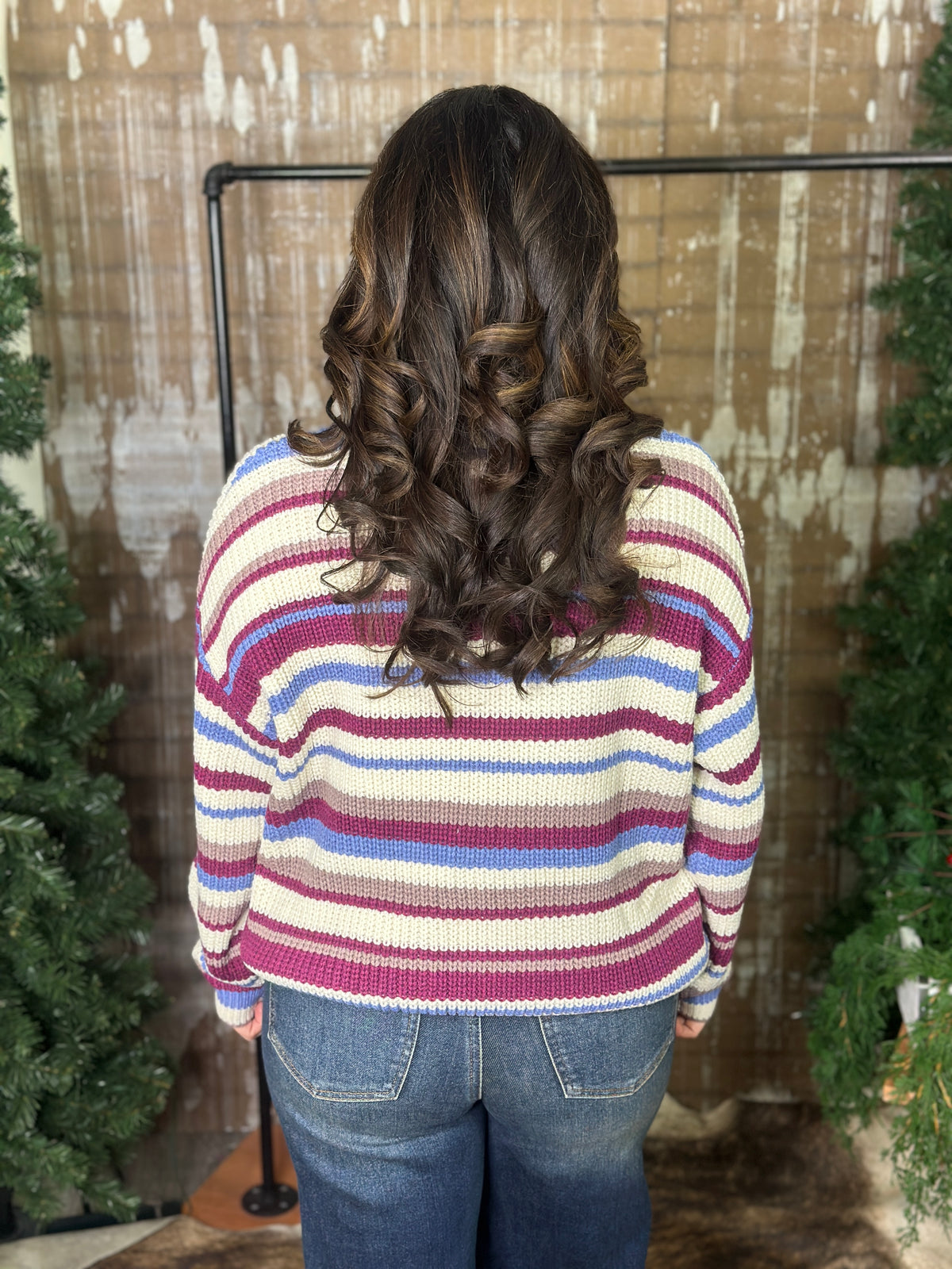 Purple Magenta Stripe Sweater