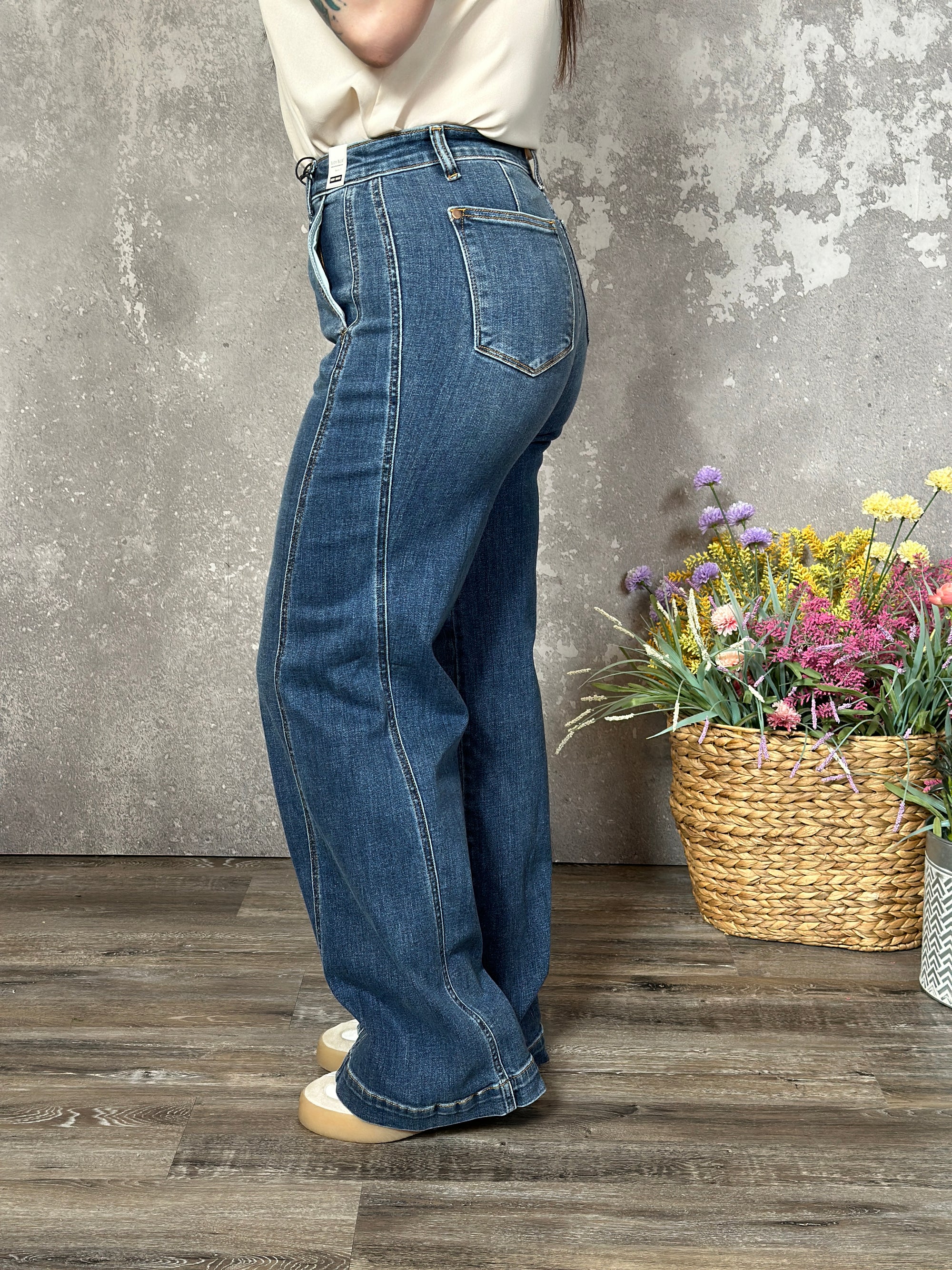 Judy Blue Wide Leg Trouser Side Seam Jean (sizes 1/25-24W)