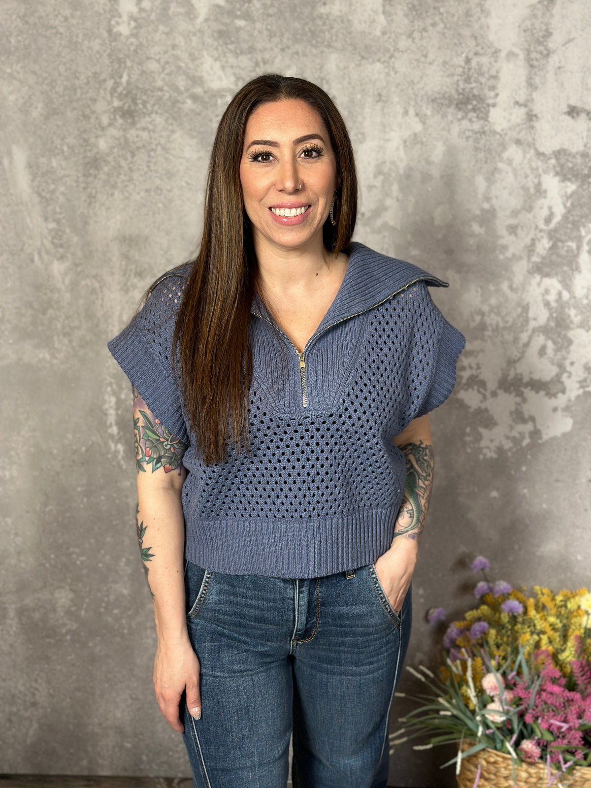 Blue Collared Sweater Vest (Small - 2X)