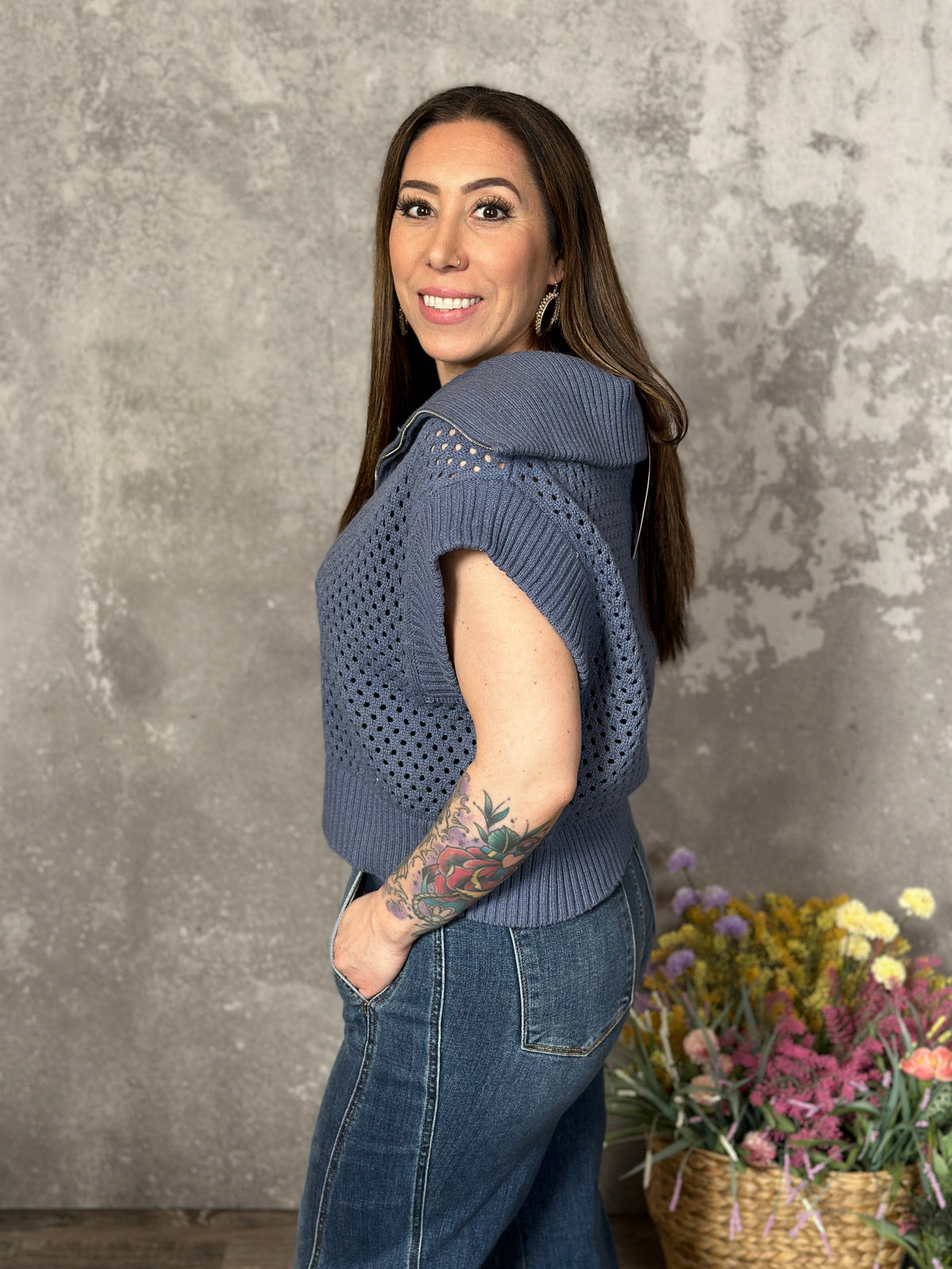 Blue Collared Sweater Vest (Small - 2X)