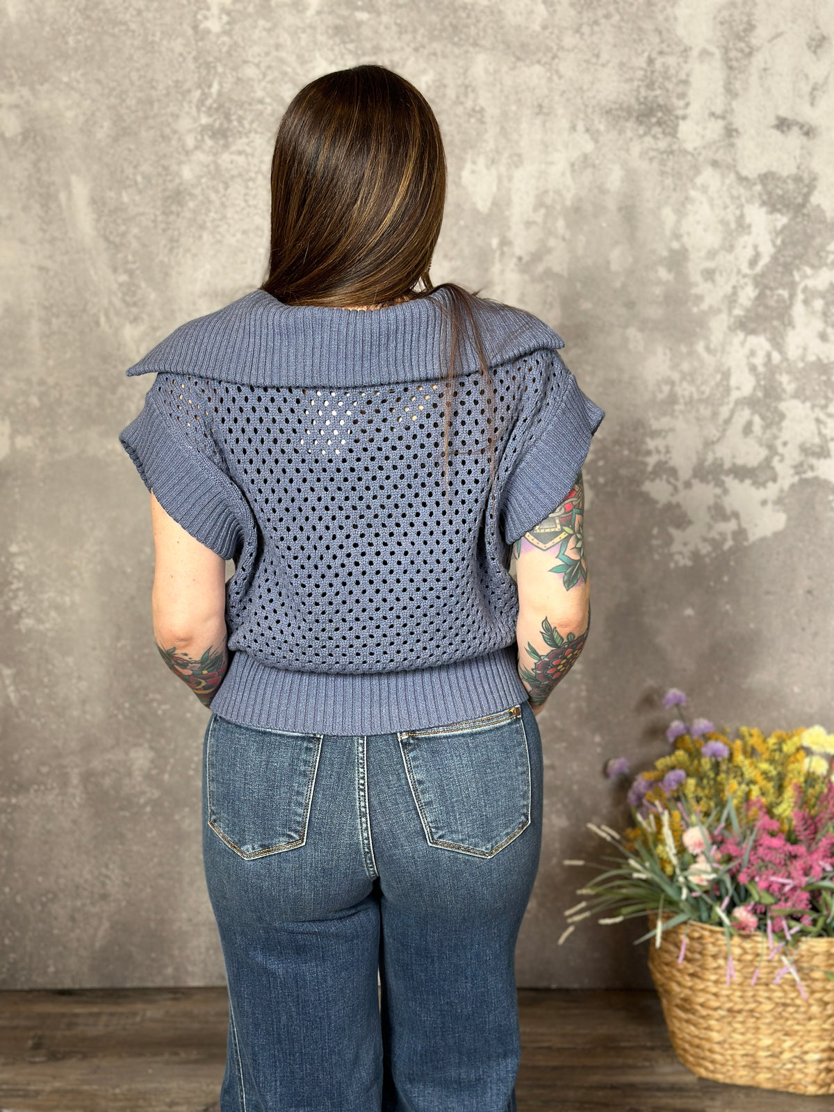 Blue Collared Sweater Vest (Small - 2X)