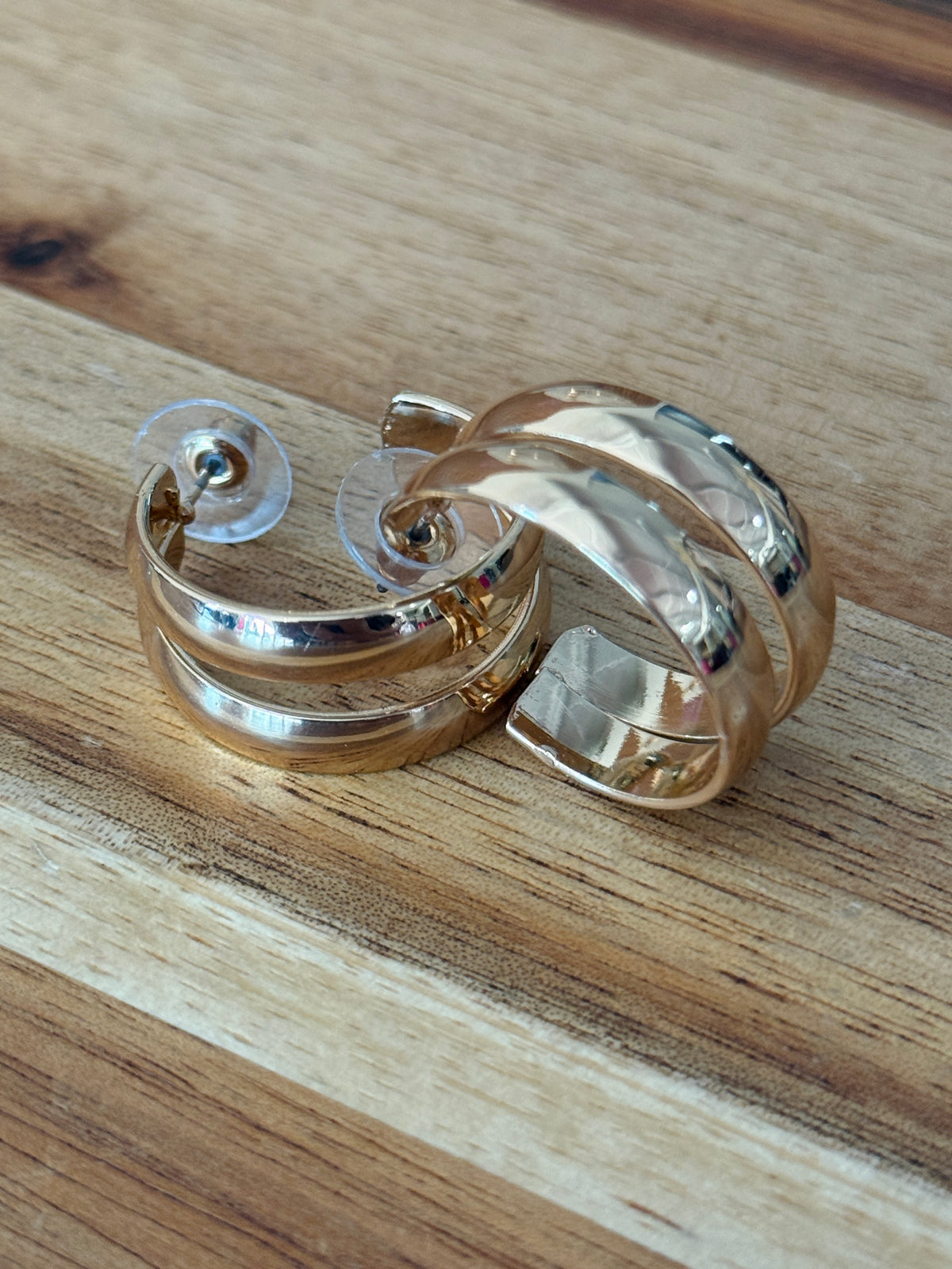 Chunky Double Gold Hoop
