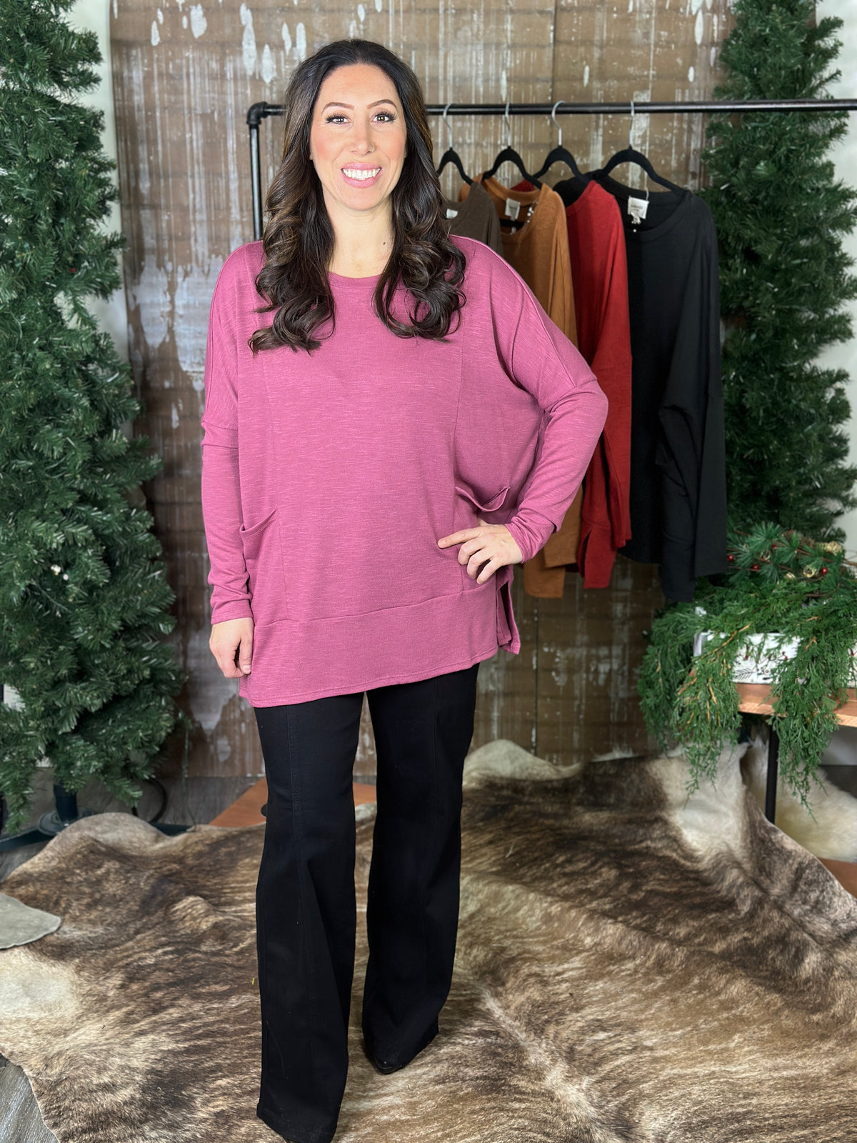 DOORCRASHER - Pocket Tunic Top - Rose  (Small - 3X) - FINAL SALE