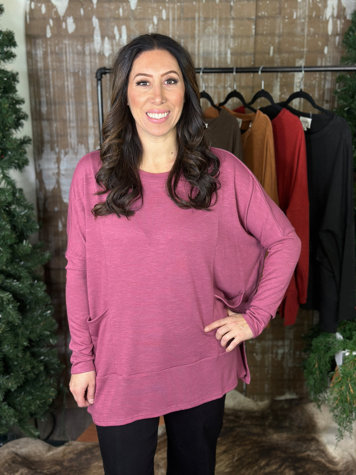 DOORCRASHER - Pocket Tunic Top - Rose  (Small - 3X) - FINAL SALE