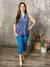 Lizzie Wrinkle Free Print Tank - Blue Paisley (Small - 3X)