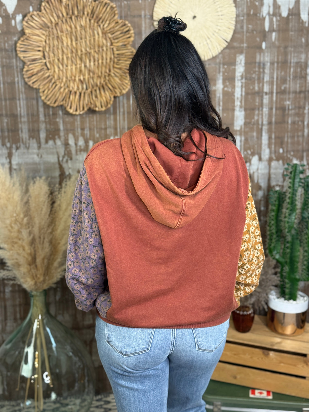 Rust Floral Hoodie
