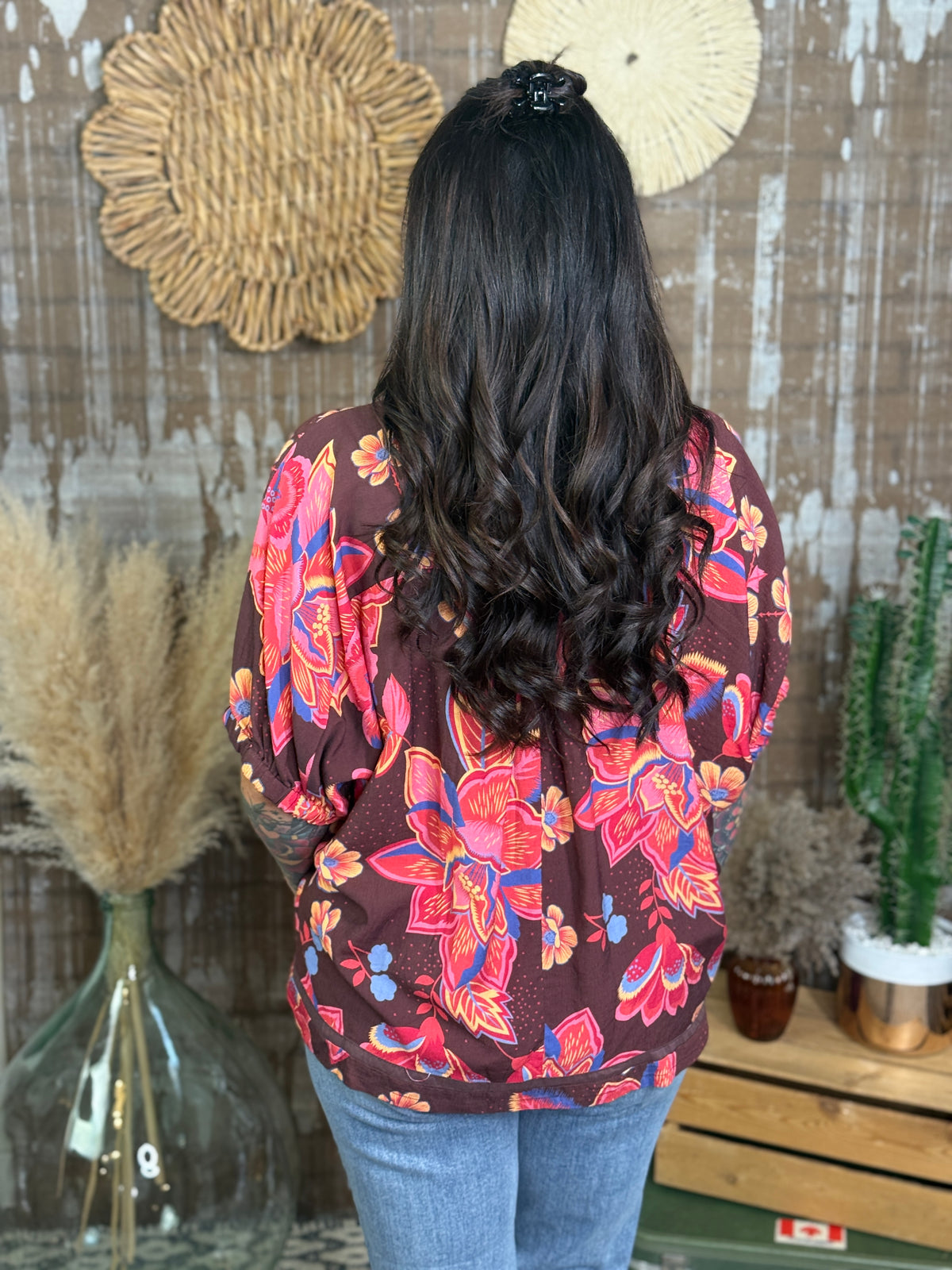 Burgundy Bold Floral  (Small - 2X)