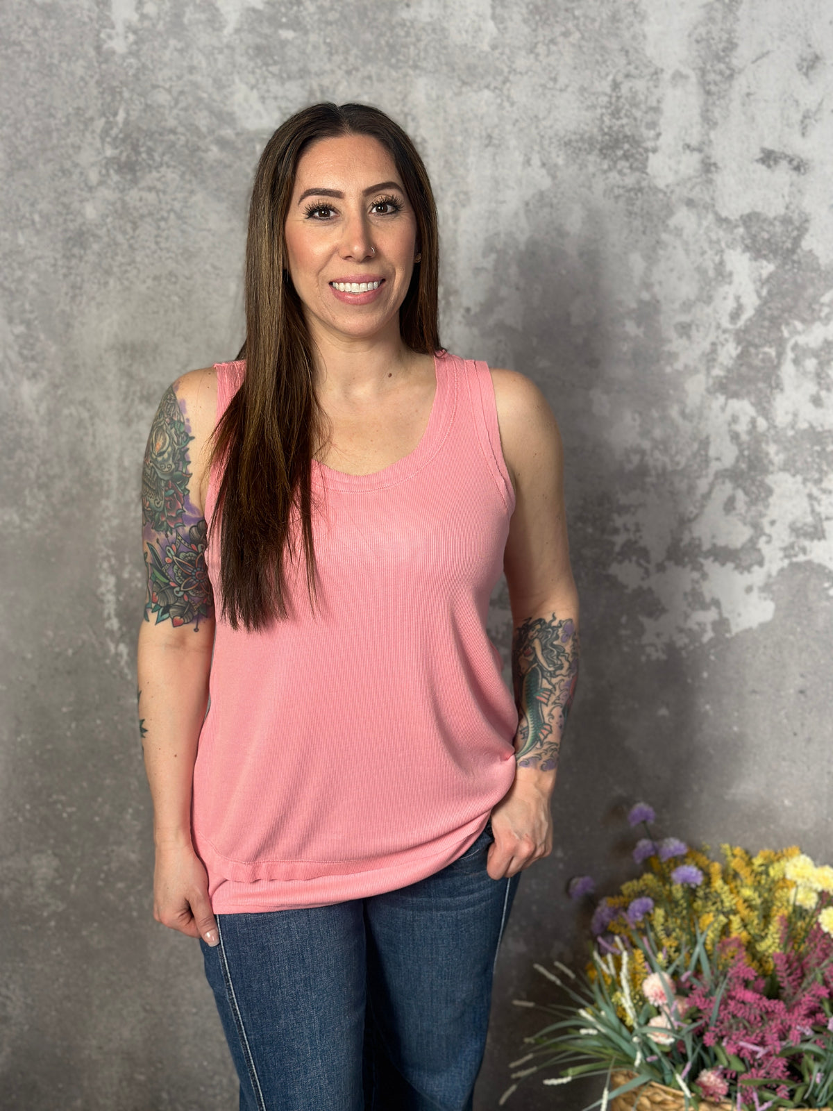 The MicroRibbed Tank - Coral (Small - 3X)