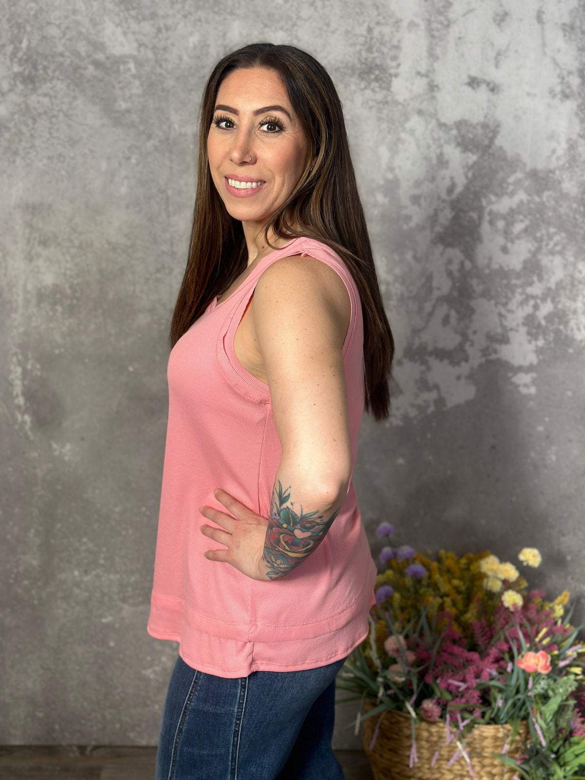 The MicroRibbed Tank - Coral (Small - 3X)