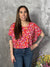 The Wrinkle Free Short Sleeve Top - Red/Pink/Orange Paisley (Small - 3X)