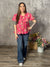 Coral/Pink Floral Babydoll Top with Front Tie (Small - 3X)