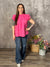Pink Pleated Ruffle Top  (Small - 2X)