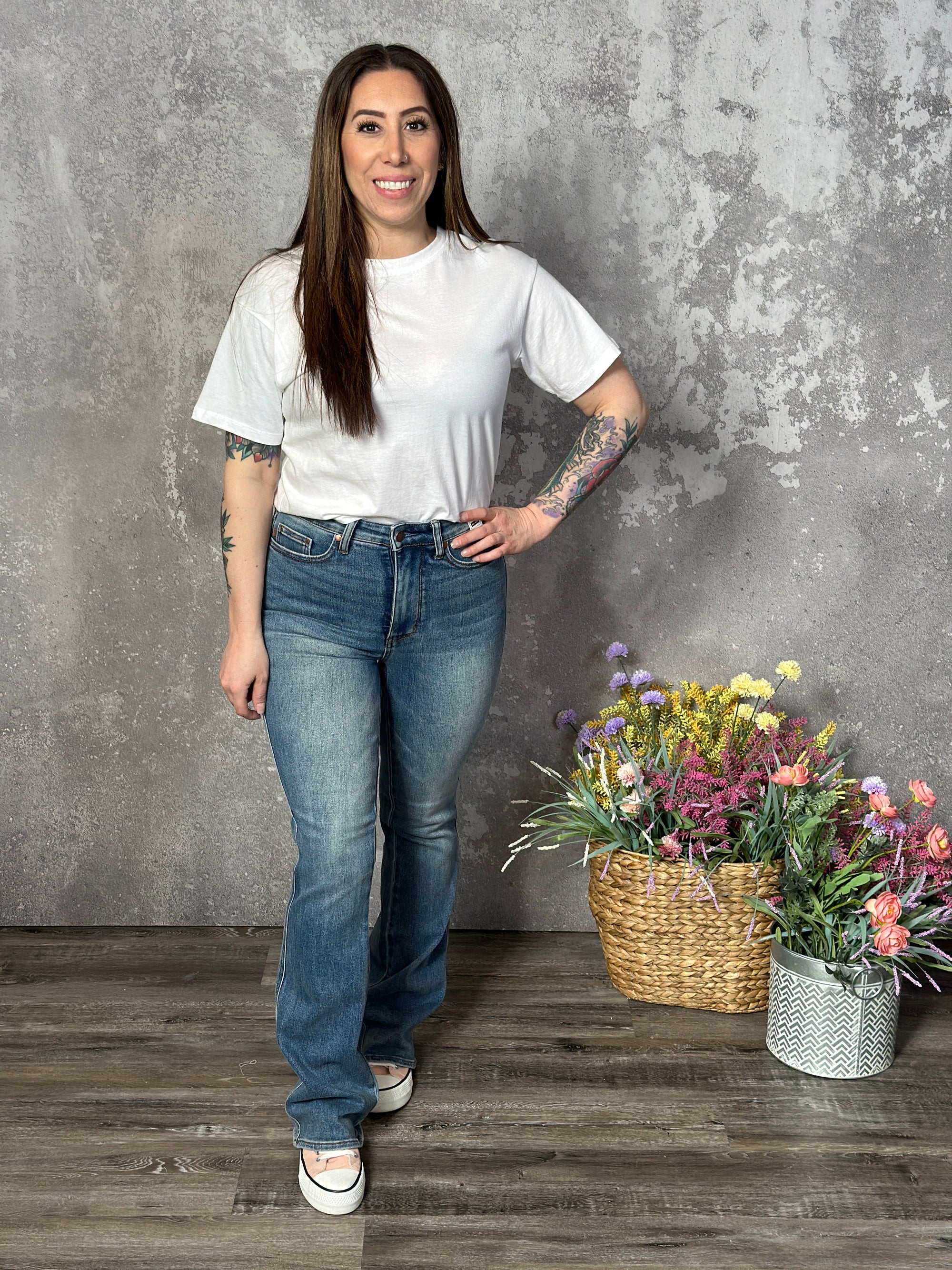 Judy Blue Medium Wash Bootcut Tummy Control Jeans - LONG INSEAM (sizes 0/24-24W)