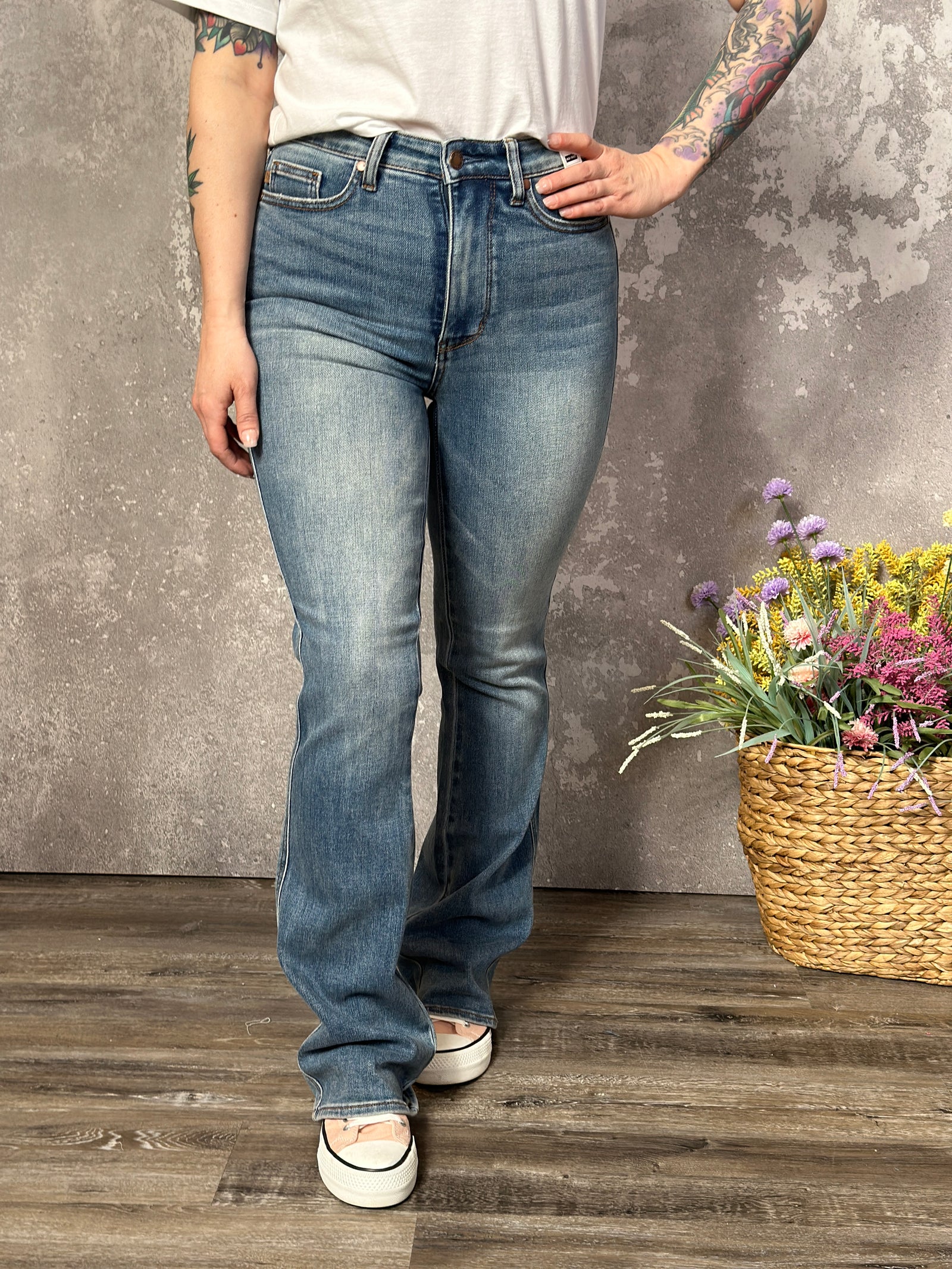 Judy Blue Medium Wash Bootcut Tummy Control Jeans - LONG INSEAM (sizes 0/24-24W)