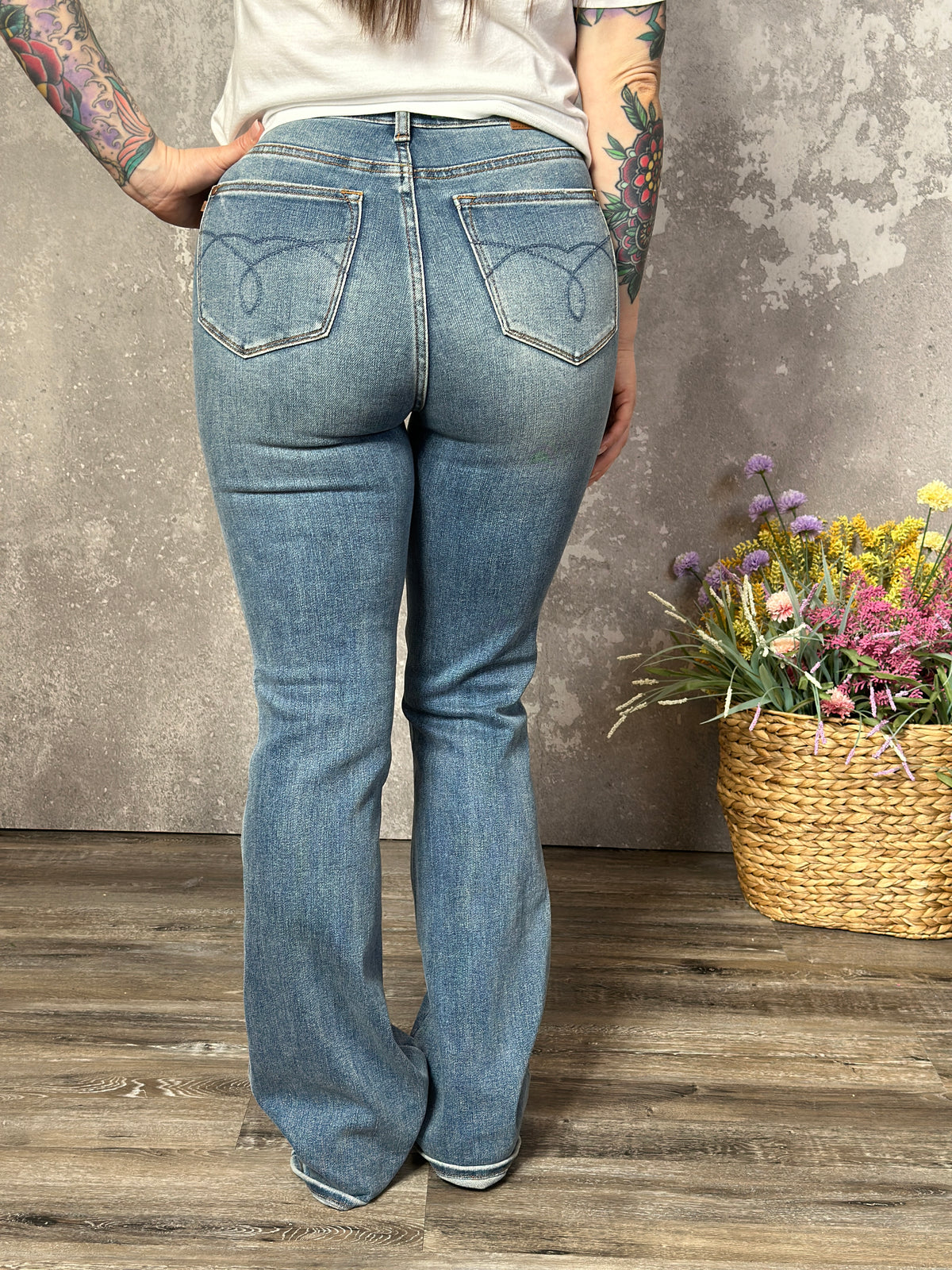 Judy Blue Medium Wash Bootcut Tummy Control Jeans - LONG INSEAM (sizes 0/24-24W)