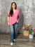 Soft Pocket Tee Vneck with Rolled Sleeves - Bubble Gum Tee (Small - 3X)